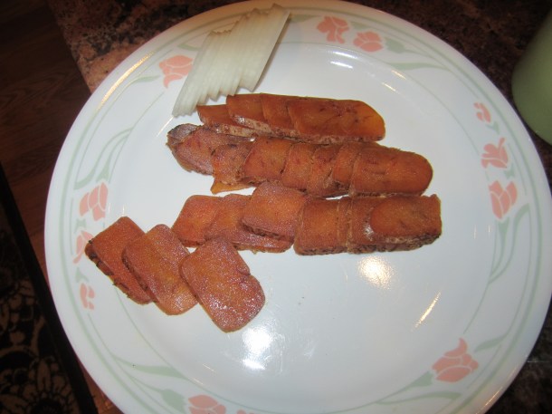 The radish is part ninja blending into the top part of the plate